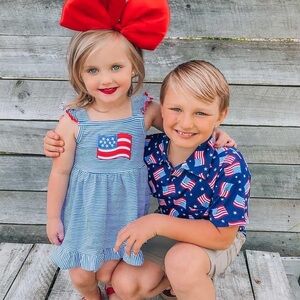 Cute 4th of July Outfit Or Memorial Day Girls Dress American Flag